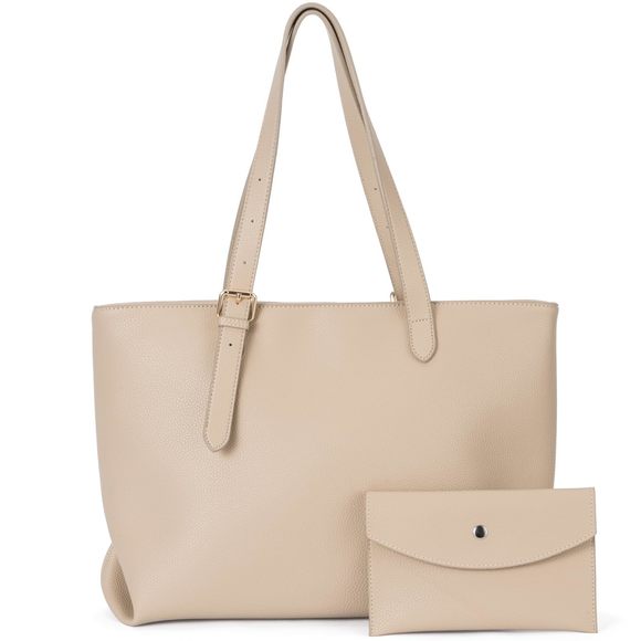 Work Tote Bags Large Shoulder Bag Apricot Faux Leather Pruse Ladies :P - Picture 1 of 6